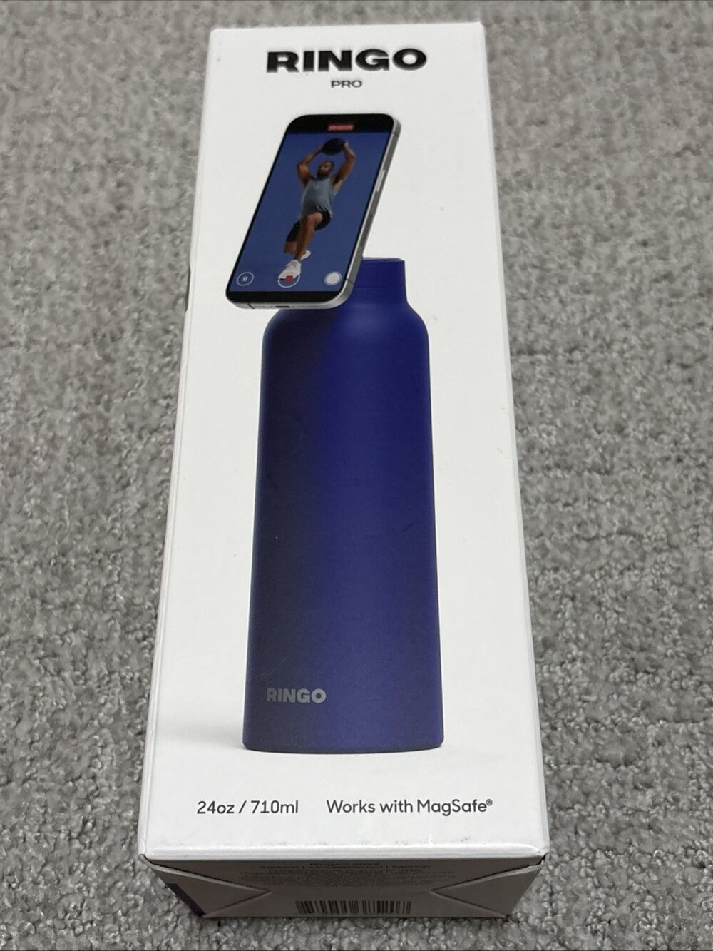 Ringo Pro water Bottle with Magnetic Phone Mount & Sip Straw Lid 24 Ounces NWT